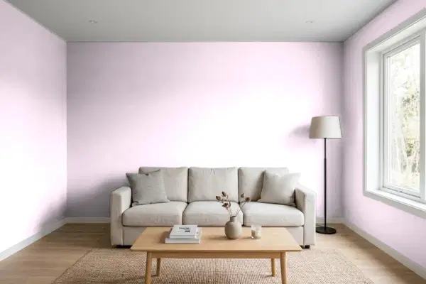 Living room with walls painted Benjamin Moore Easter Bonnet 2074-70 (simulated)