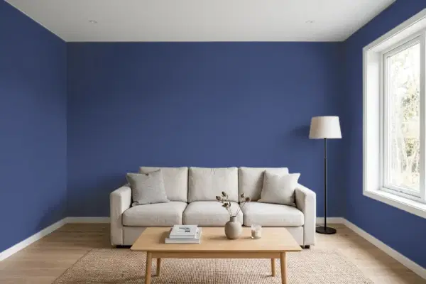 Living room with walls painted PPG Paints Egyptian Violet 1168-7 (simulated)