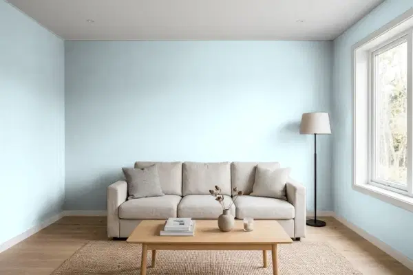 Living room with walls painted PPG Paints Embellishment 1151-2 (simulated)