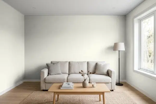 Living room with walls painted Behr Eon N370-2 (simulated)