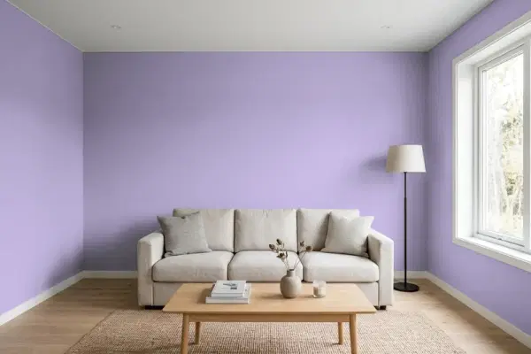 Living room with walls painted Behr Evening Slipper M560-4 (simulated)