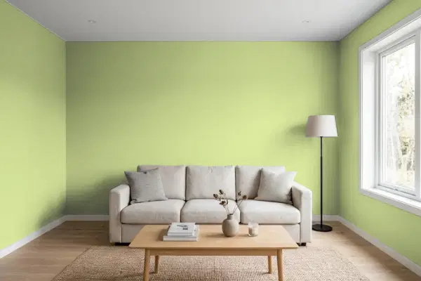 Living room with walls painted Valspar Everglade Glen 6003-6A (simulated)
