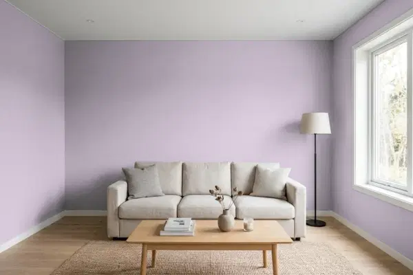 Living room with walls painted Behr Exclusive Violet HDC-SP14-12 (simulated)