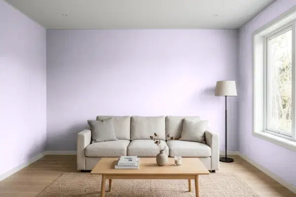 Living room with walls painted Behr Fanciful M560-2 (simulated)