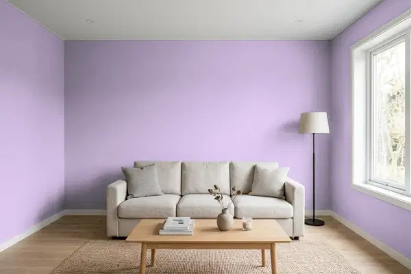 Living room with walls painted Valspar Fancy Pansy 1001-4A (simulated)