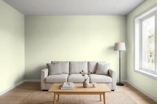 Living room with walls painted Behr Feng Shui S370-2 (simulated)