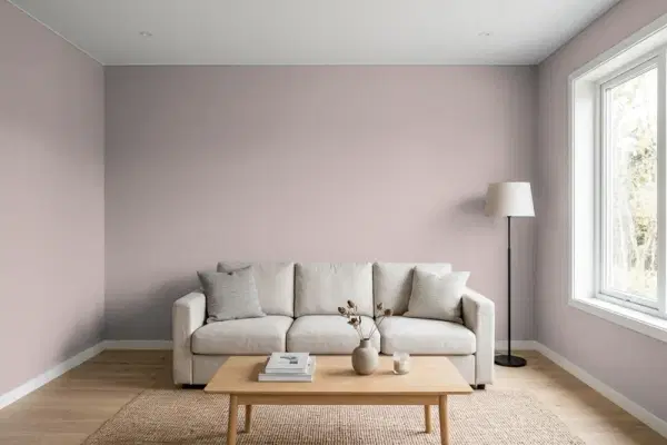 Living room with walls painted Sherwin-Williams Flexible Gray SW 6010 (simulated)