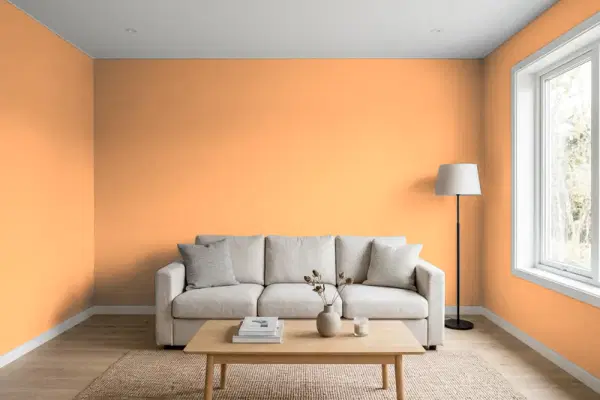 Living room with walls painted Behr Florida Sunrise P230-5 (simulated)