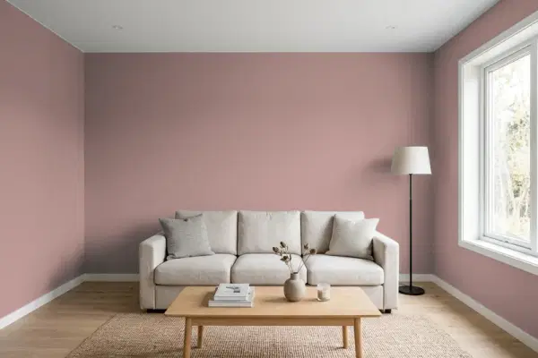 Living room with walls painted Valspar Forest Trail 1005-9C (simulated)