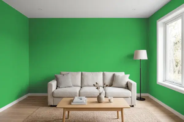 Living room with walls painted Behr Formal Garden 450B-6 (simulated)