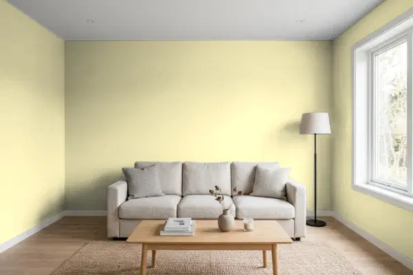 Living room with walls painted Behr Fresh Willow HDC-CT-27A (simulated)