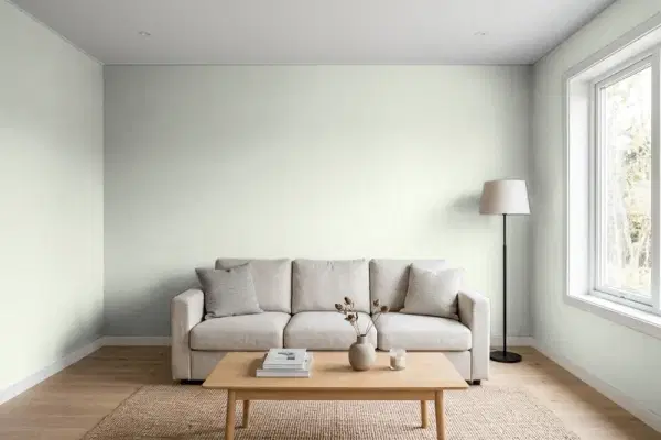 Living room with walls painted PPG Paints Frivolous Folly 1128-2 (simulated)