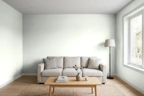 Living room with walls painted Behr Frostproof QE-41 (simulated)