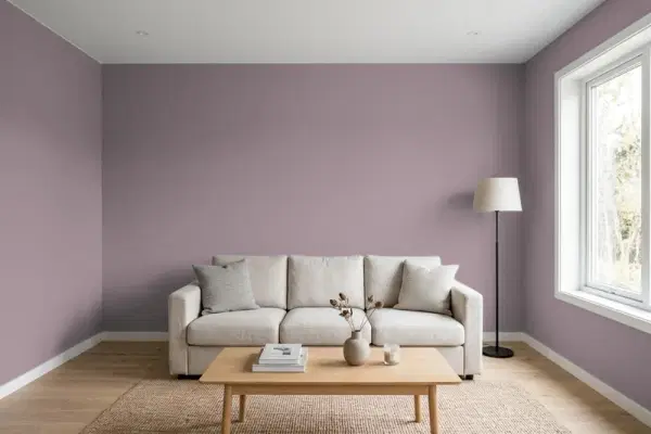 Living room with walls painted Benjamin Moore Frozen in Time 1448 (simulated)