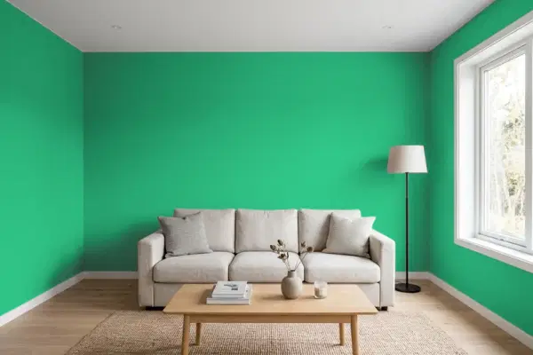 Living room with walls painted Behr Garden Medley 470B-5 (simulated)