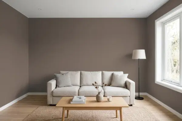 Living room with walls painted Valspar Garden Walk 3010-9 (simulated)