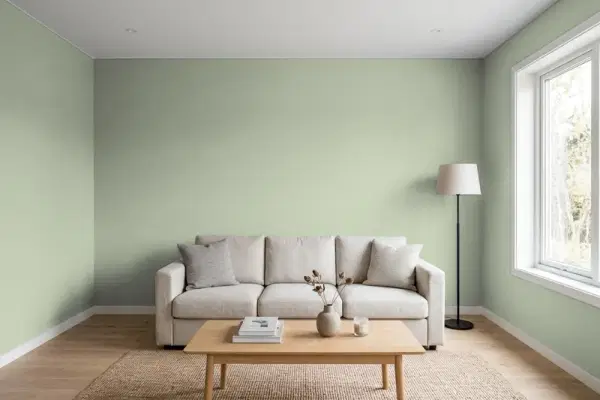Living room with walls painted PPG Paints Gargoyle 1127-4 (simulated)