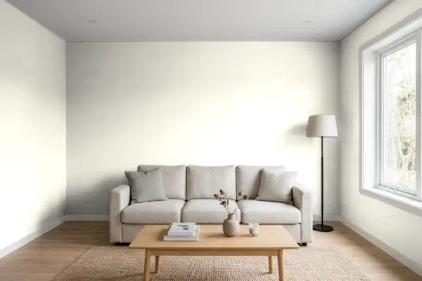 Living room with walls painted PPG Paints Garlic Clove 18-09 (simulated)