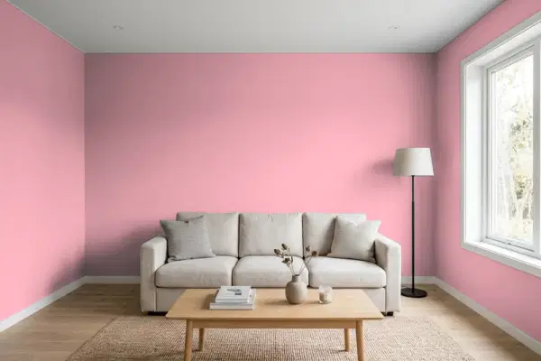 Living room with walls painted Behr Glamour 110C-3 (simulated)