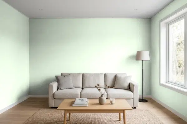 Living room with walls painted Behr Glass Tile M400-2 (simulated)