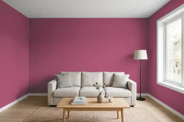Living room with walls painted Behr Glitterati P120-7 (simulated)