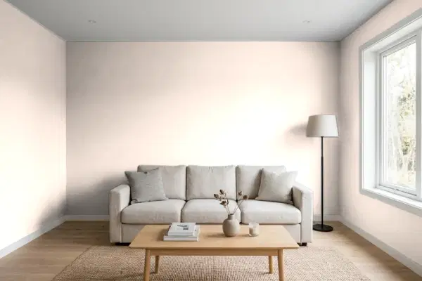 Living room with walls painted PPG Paints Granddad's Girl 18-12 (simulated)