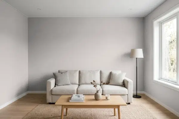 Living room with walls painted PPG Paints Gray Marble 1002-4 (simulated)