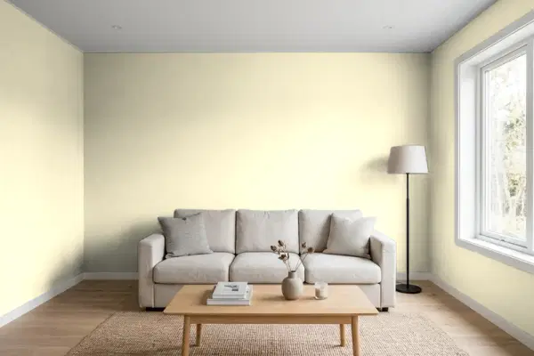 Living room with walls painted Benjamin Moore Greenmount Silk HC-3 (simulated)