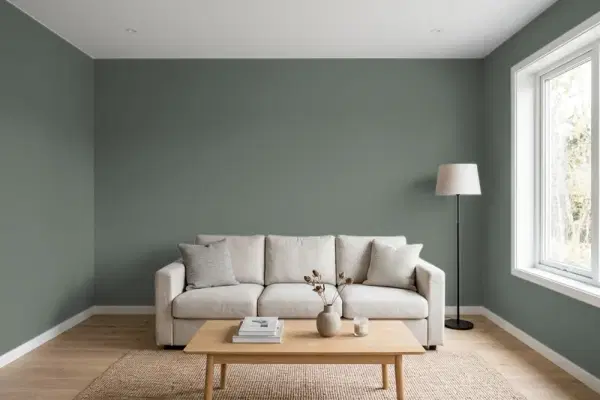 Living room with walls painted PPG Paints Gunmetal Gray 1033-6 (simulated)