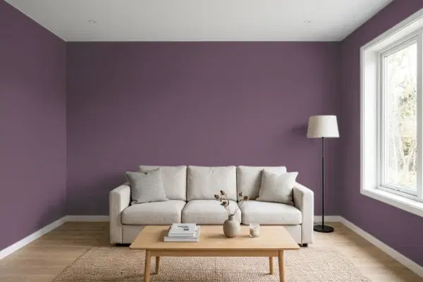 Living room with walls painted Valspar Gypsy Rouge 1010-9 (simulated)