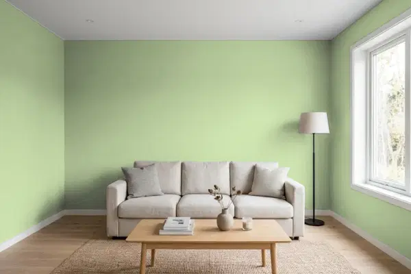 Living room with walls painted PPG Paints Harmonious 1120-5 (simulated)