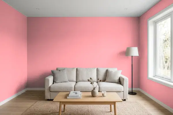 Living room with walls painted Benjamin Moore Heartbeat 1319 (simulated)