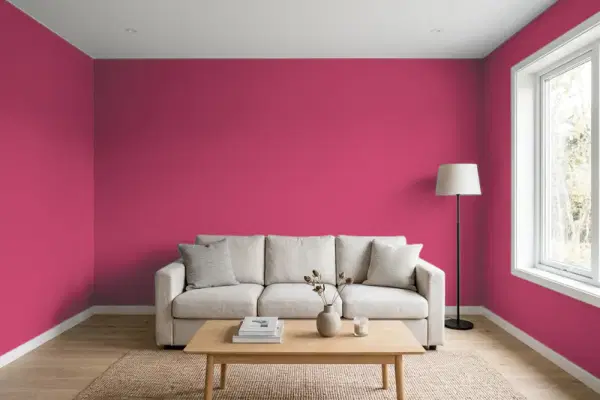 Living room with walls painted PPG Paints Heart's Desire 1183-7 (simulated)