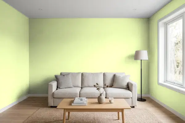 Living room with walls painted PPG Paints High Hopes 1220-4 (simulated)