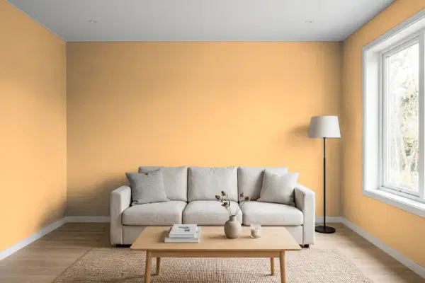 Living room with walls painted Behr High Plateau 300D-4 (simulated)
