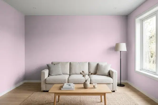 Living room with walls painted PPG Paints High Society 1046-4 (simulated)