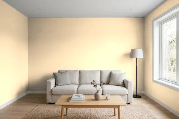 Living room with walls painted Sherwin-Williams Hinoki SW 7686 (simulated)