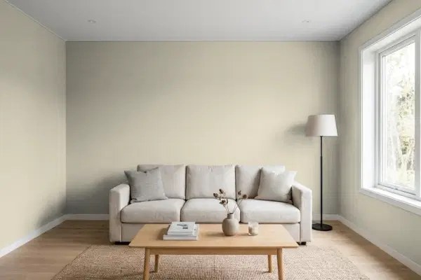 Living room with walls painted Behr Historical Ruins BXC-19 (simulated)