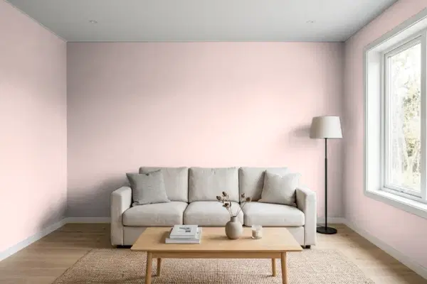 Living room with walls painted Benjamin Moore Honey Hut 2102-60 (simulated)
