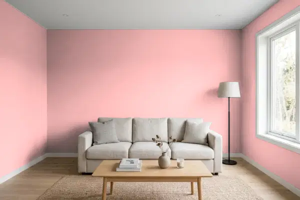 Living room with walls painted Sherwin-Williams Hopeful SW 6597 (simulated)