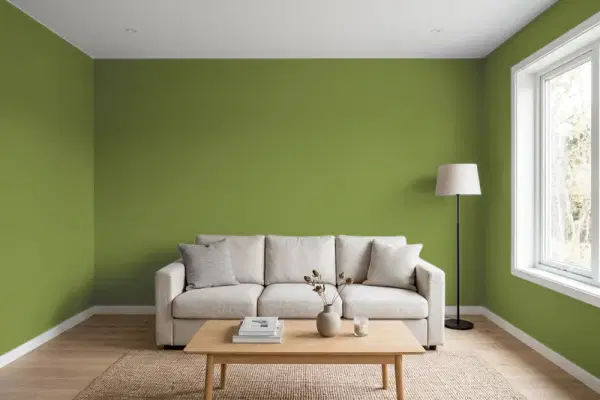 Living room with walls painted Behr Hot Dog Relish HDC-SM16-11 (simulated)