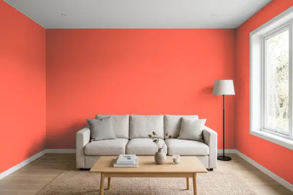 Living room with walls painted Benjamin Moore Hot Spice 2011-30 (simulated)
