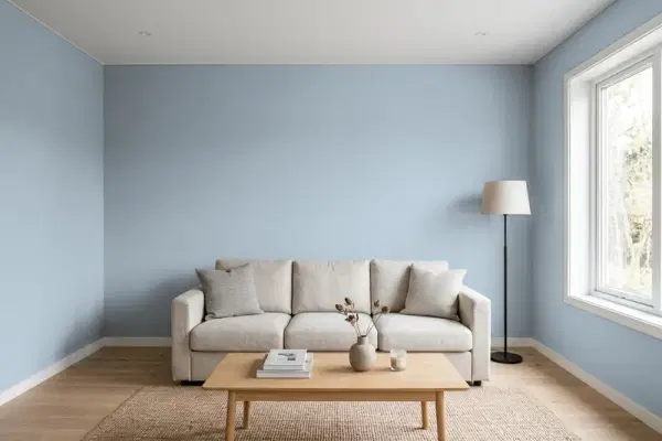 Living room with walls painted PPG Paints How Handsome 1040-4 (simulated)