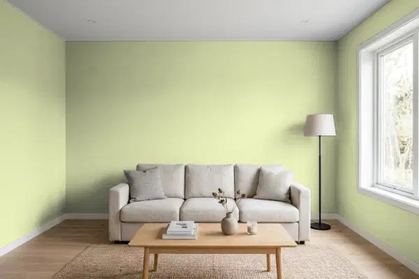 Living room with walls painted PPG Paints In The Dale 11-10 (simulated)
