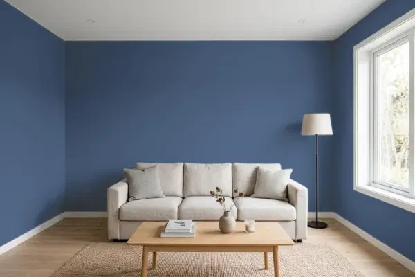 Living room with walls painted Benjamin Moore Indi Go-Go CSP-565 (simulated)