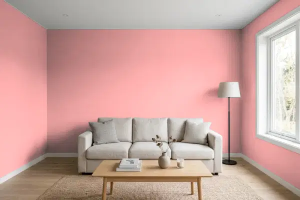 Living room with walls painted Behr Infatuation P170-3 (simulated)