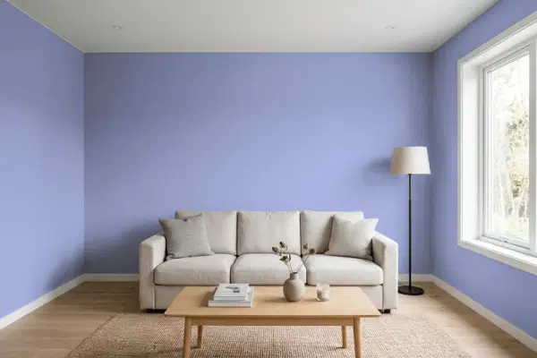 Living room with walls painted Behr Intuitive 610B-4 (simulated)