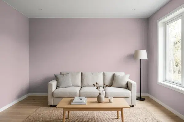 Living room with walls painted Sherwin-Williams Intuitive SW 6017 (simulated)