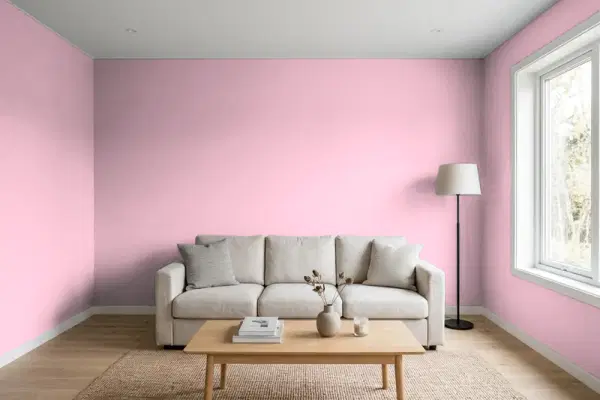 Living room with walls painted Behr Japanese Rose Garden HDC-SP16-10 (simulated)
