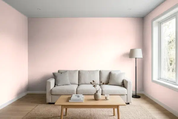 Living room with walls painted Benjamin Moore Just Peachy 2173-60 (simulated)